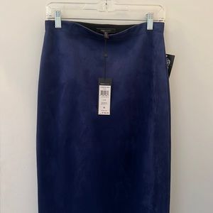 BCBG Maxazria Size S Navy blue suede long skirt